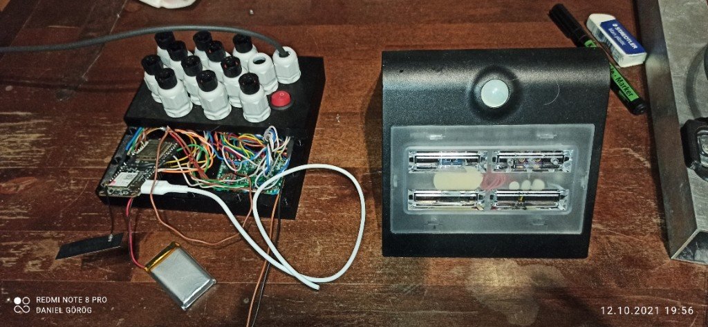 Frühe Gehäuseprototypen für Steuerung und Sensorik mit TTGO T-Call